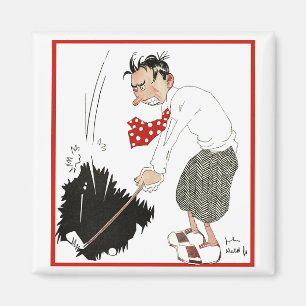 Vintage golf sportshumor, grappige dwaze golfer magneet
