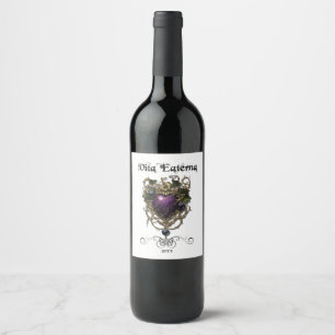 Vintage Goth, dranklabelset, paarse kunst Wijn Etiket