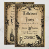 Vintage Goth Halloween Invitation personnalisée Éf (Devant / Derrière)