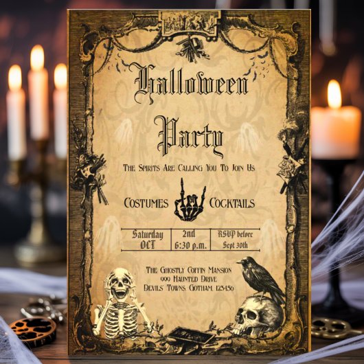 Vintage Goth Halloween Invitation personnalisée Éf