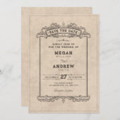 Vintage gothic arch save the date (Voorkant / Achterkant)