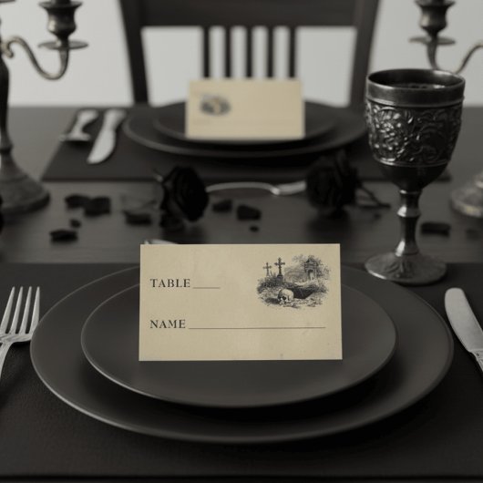 Vintage Gothic Black Toile Graves Tan Wedding