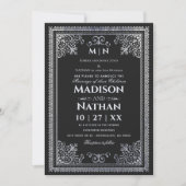 Vintage gothique argenté Faire-part de mariage vic (Devant)