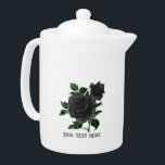Vintage gothique noir Roses personnalisés<br><div class="desc">théière gothique vintage avec roses noirs.</div>