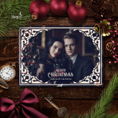 Vintage gotische foto plat kerstkaart