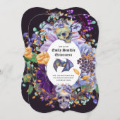 Vintage Gotische Paarse Sinaasappelkleurige Quince Kaart (Voorkant / Achterkant)