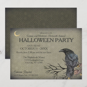 Vintage Gotische Raaf Halloween Feest Kaart