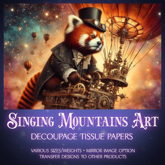 Vintage Gotische Rode Panda Dromerige Decoupage Tissuepapier