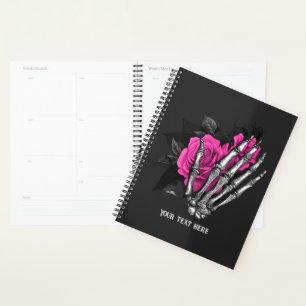 Vintage Gotische Roze Roos Skelet Gepersonaliseerd Planner