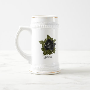 Vintage Gotische Zwarte Rozen Persoonlijk Bierpul