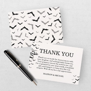 Vintage Gotische Zwarte Vleermuis Bruiloft Bedankkaart