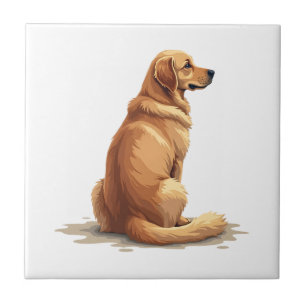 Vintage Goud Retriever Achteraanzicht Hond Liefheb Tegeltje
