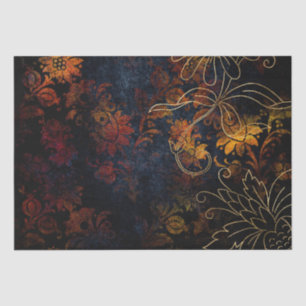 Vintage Gouden Bloem Grunge Damast Tissuepapier