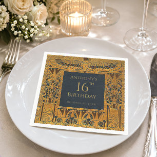Vintage Gouden Egyptische Thema Verjaardag Elegant Servet