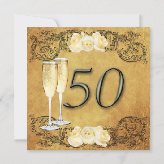Vintage Gouden Jubileum Kaart (Voorkant)