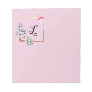 Vintage Gouden Meerkleurige Bloemen Monogram Notitieblok