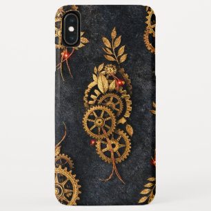 Vintage Gouden Tandwielen & Rode Neon Mythic Cyber iPhone XS Max Hoesje