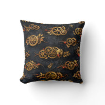 Vintage Gouden Tandwielen & Rode Neon Mythic Cyber