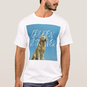 Vintage Goudkleurige Retriever Hond Retro Blauwe L T-shirt