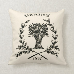 Vintage Grain Sack Logo Kussen