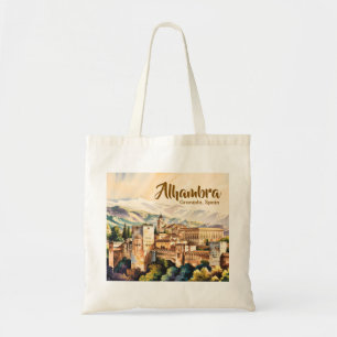Vintage Granada Spanje Alhambra Aquarel Reis Tote Bag