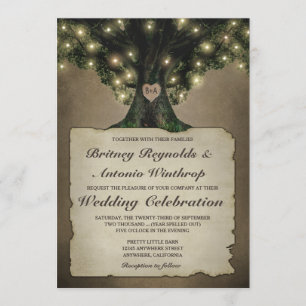 Vintage grand-père Oak Tree Mariage Invitations