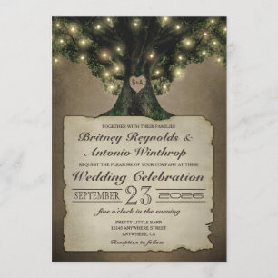 Vintage grand-père Oak Tree Mariage Invitations