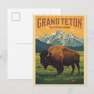 vintage Grand Teton National Park Wyoming Retro Feestdagenkaart