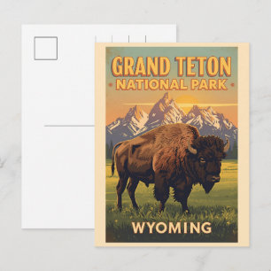 vintage Grand Teton National Park Wyoming Retro Feestdagenkaart