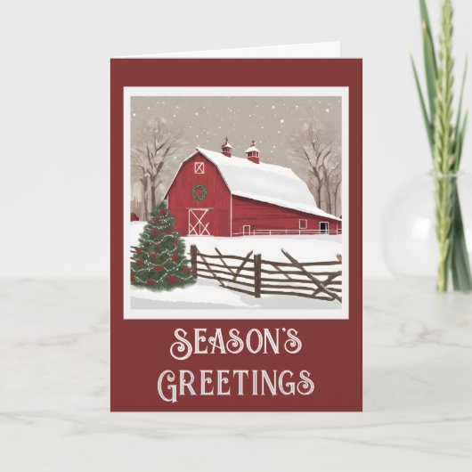 Vintage Grange Rustique Plié Carte de Noël (Devant)