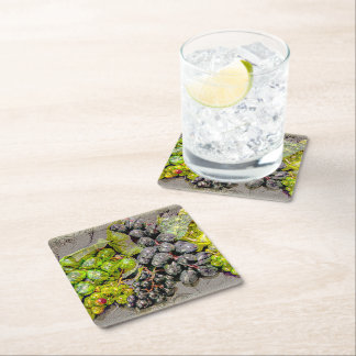 Vintage Grape Digital Art Paper Coaster Vierkante Kartonnen Onderzetter