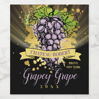 Vintage grapes personalized homemade red wine labe wijn etiket