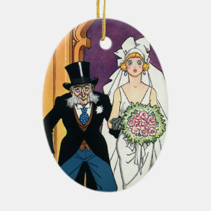Vintage Grappige Huwelijk, Mei December Romantiek Keramisch Ornament