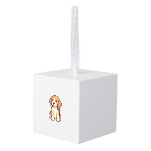 Vintage Gravure Beagle Puppy Vector Kunst_1 Kubus Ornament