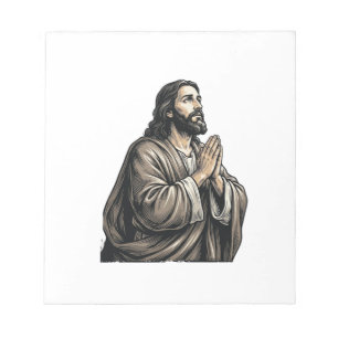 Vintage Gravure Biddende Man Religieus Shirt Desi Notitieblok