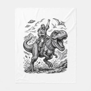 Vintage Gravure Dinosaurus Ruiter Grafische T-shir Fleece Deken