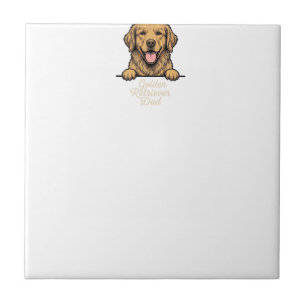 Vintage Gravure Gouden Retriever Vader Tegeltje