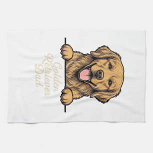 Vintage Gravure van Vader van Golden Retriever Theedoek