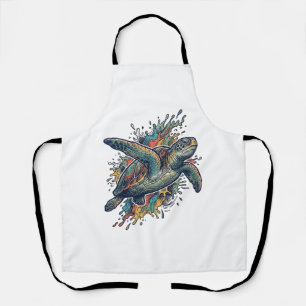 Vintage Gravure Zee Schildpad Spat Vector Design_ Schort