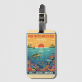 Vintage Great Barrier Reef Australia Bagagelabel (Voorkant (verticaal))