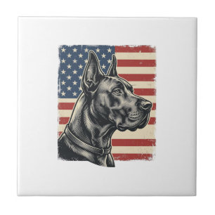 Vintage Great Dane Patriottische Vlag Vector Desig Tegeltje