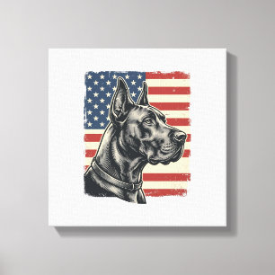 Vintage Great Dane Patriottische Vlag Vectorontwer Canvas Afdruk