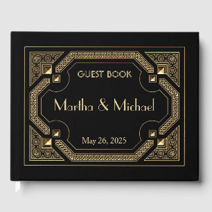 Vintage Great Gatsby Art Deco 3D Gold Livre d'or