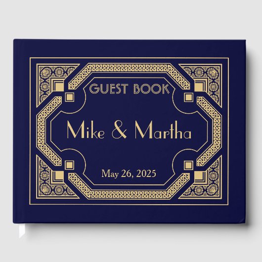 Vintage Great Gatsby Art Déco Mariage Livre d'hôte (Recto)