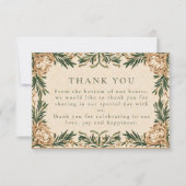 Vintage Green Botanical Wedding Bedankkaart (Voorkant)