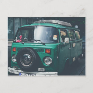 VINTAGE GREEN VAN POSTCARD BRIEFKAART