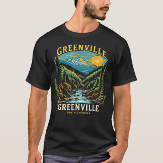 Vintage Greenville South Carolina Zonsondergang T-shirt