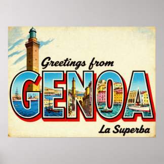 Vintage Greetings from Genoa Poster