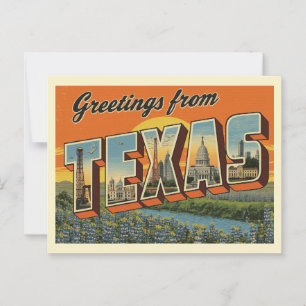 Vintage "Greetings from Texas" Briefkaart
