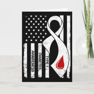 Vintage Grey Lint Amerikaanse Vlag Type 1 Diabetes Kaart